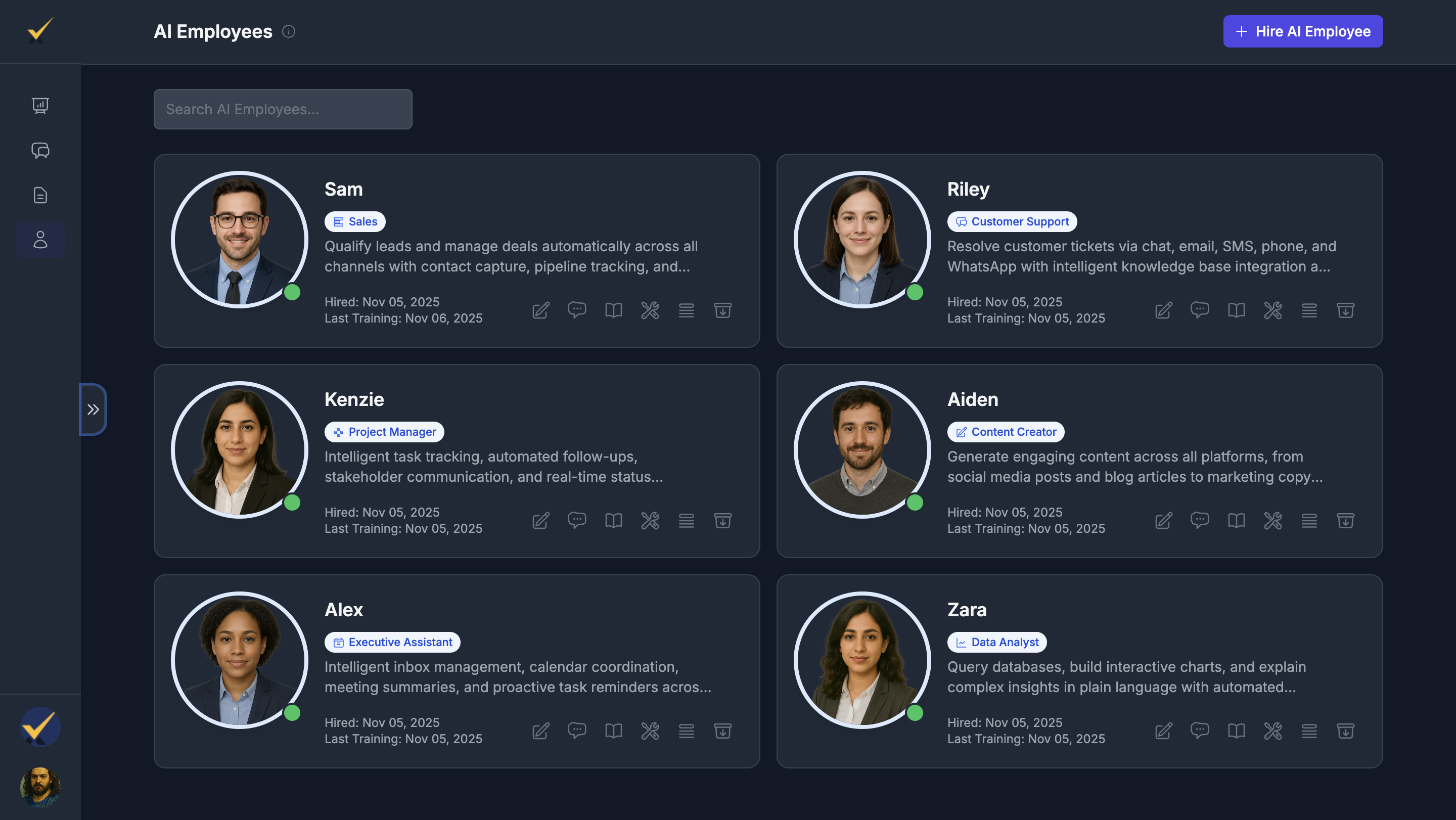 Dexalo AI Employees Dashboard